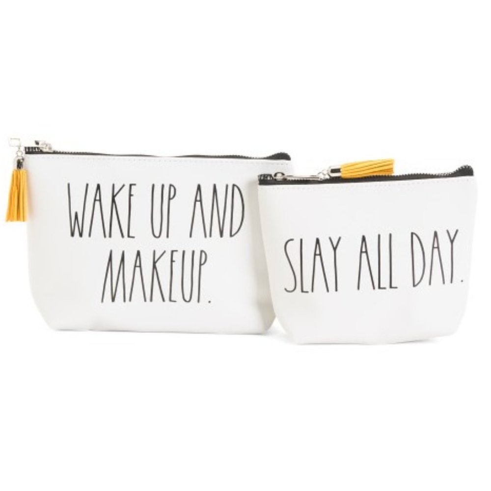 RAE DUNN Set Of 2 Slay All Day Makeup Pouches